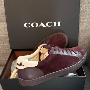 Coach Men's Dark Red and Brown & Cream Sneakers